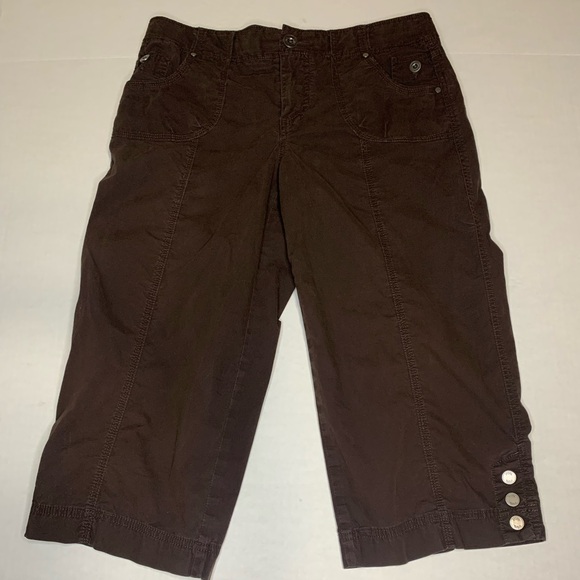 Intro Love The Fit Capri Strech Pants Chocolate Brown Size 10 Women’s Cropped - Picture 1 of 11